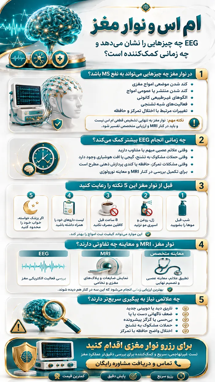 اینفوگرافیک نوار مغزی در بیماران ام اس چه چیزهایی را نشان میدهد؟
